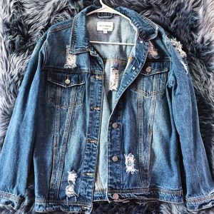Oversized Distressed Denim Jacket